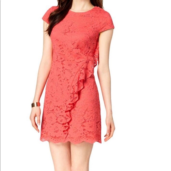 💖Vince Camuto Women's Lace Ruffle Shift Dress - Picture 4 of 4